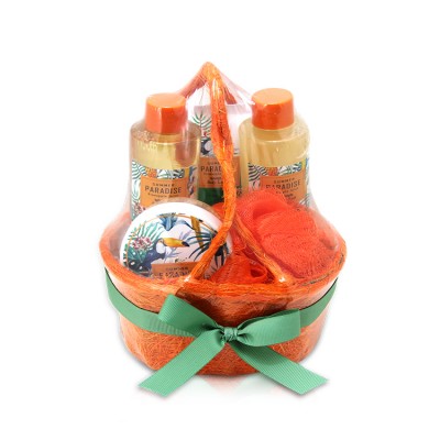 Wholesale OEM bath gel body lotion  scrub basket tubes set